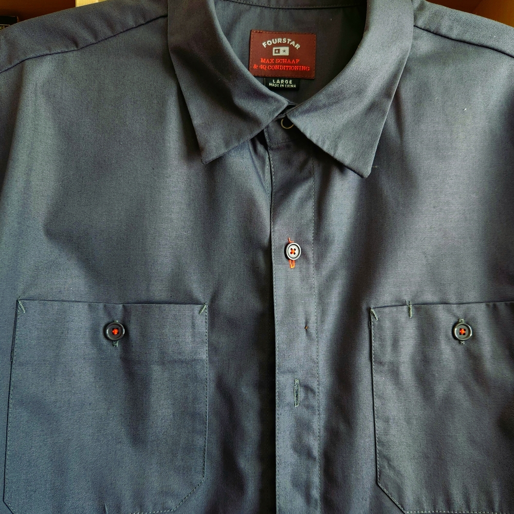 4Q Conditioning x Fourstar Max Schaaf Men’s L Dark Green Button Up Shirt